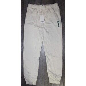 Mate The Label LOGO Organic Fleece Relaxed Pocket‎ Jogger Sweatpants BONE $138 S
